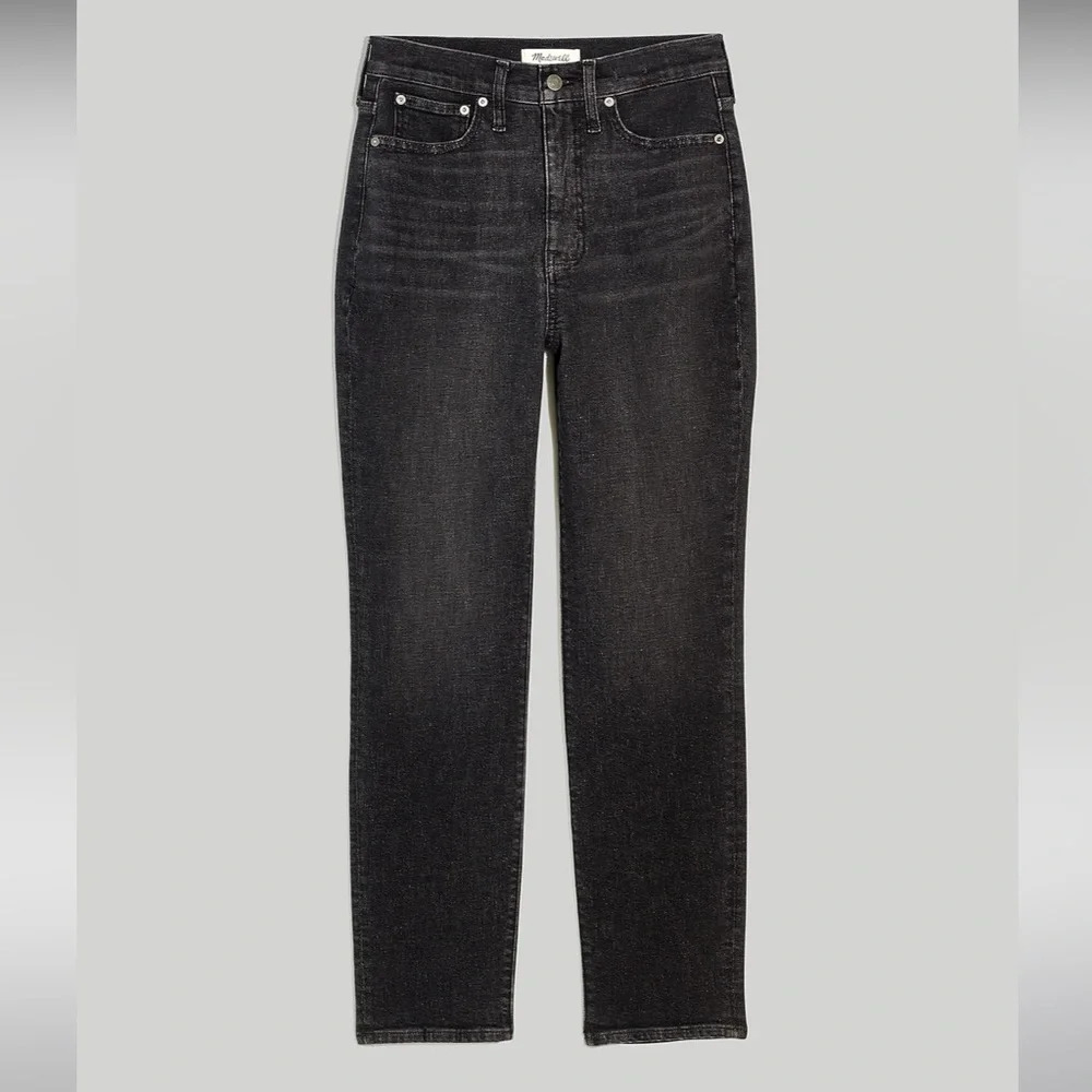 Madewell Mom Jean High Rise Tapered Leg Washed Black Denim